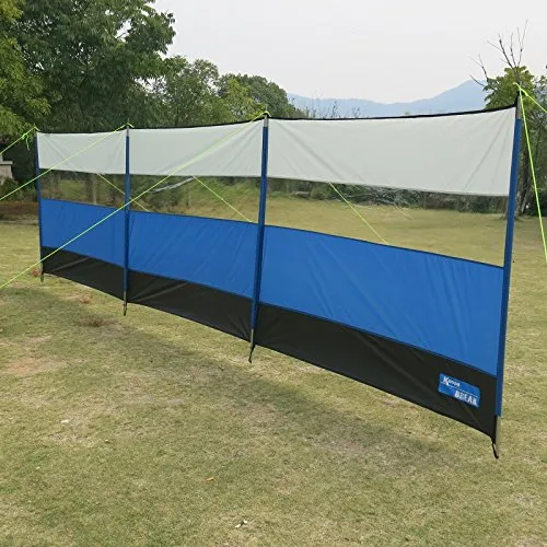 Siehe Beschreibung Windschutz 500 x 140 cm mit PVC-Fenster inklusive Stahlstangen und Spannleinen • Sonnenschutz Sichtschutz Camping Terasse Wand Garten Markise