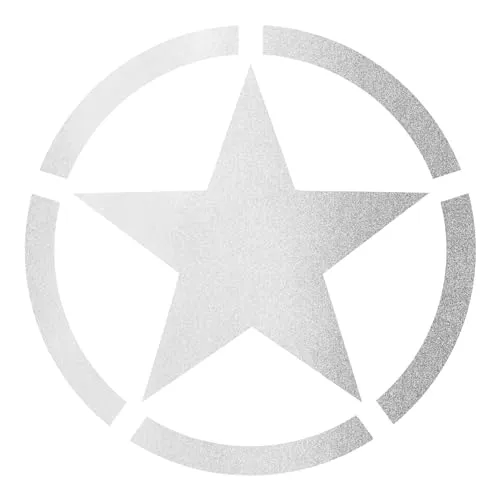 Finest Folia 2er Set Autoaufkleber Army Stern Sticker Folie für Auto Motorrad Anhänger Aufkleber US Star selbstklebend wetterfest Kfz Zubehör K167 (Silber, 20x20cm)