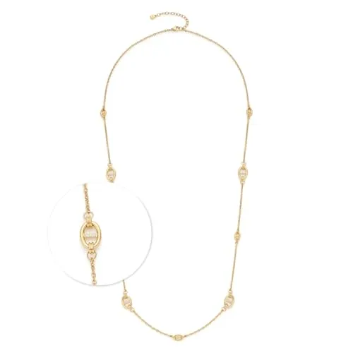 JEWELS BY LEONARDO Halskette Herma - Ketten für Damen: Edle lange Kette aus goldfarbenem Edelstahl mit funkelnden Zirkonia-Steinen, variabel tragbar und allergikerfreundlich.