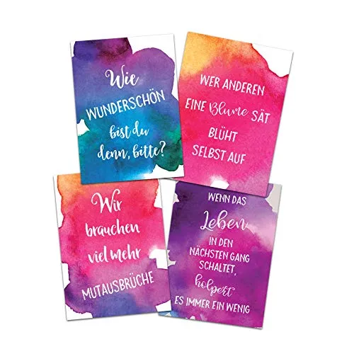 Postkarten Set Sprüche Aquarell 4er Set