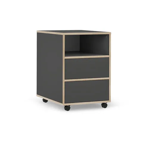 Vicco Rollcontainer Tetrix, Anthrazit/Nordik, 42 x 55 cm mit Regalen und 2 Schubladen