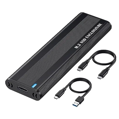 SHUBEIEUMI M.2 NVMe SSD Gehäuse USB-C Adapter, 10Gbps M.2 SSD Gehäuse USB 3.1 Gen 2 NVMe zu USB Adapter, Solid State Drive Gehäuse für 2242/2260/2280/PCIe NVMe M-Key/M+B Key SSD/UASP-Trim