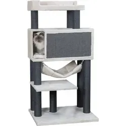 TRIXIE Kratzbaum XXL Maciel grau - Kratzbaum für große Katzen mit abnehmbarer, gesteppten Hängematte. Robuste Bauweise mit einem Stamm von ø 9 cm und einer Höhe von 155 cm – ideal für Spiel und Entspannung.