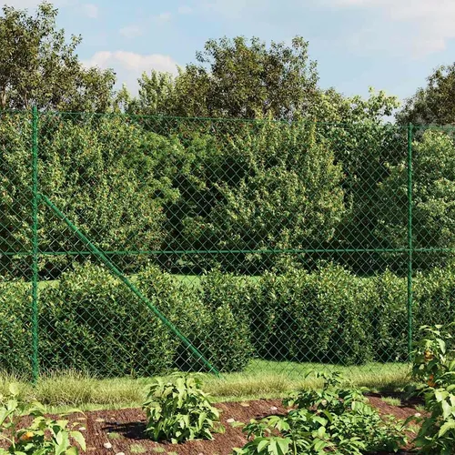 vidaXL Maschendrahtzaun mit Bodenflansch Grün 1,4x10 m - Zubehör für Landwirtschaft: Robuster Maschendrahtzaun aus verzinktem Stahl mit PVC-Beschichtung, ideal für sichere Grundstücke und Tiergehege.