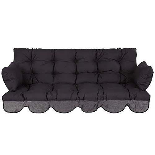PATIO Hollywoodschaukel Auflage 170 Bankauflage schwarz Gartenschaukel Polster Sitzpolster Rückenkissen 2 Armlehnenkissen gesteppt Bora