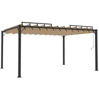vidaXL Pergola mit Lamellendach 3x4 m - Taupe - Elegante Gartenpavillon mit verstellbarem Lamellendach für optimalen Sonnenschutz. Wasser- und schmutzabweisender Stoff und stabiler Alurahmen für langlebigen Genuss im Freien.