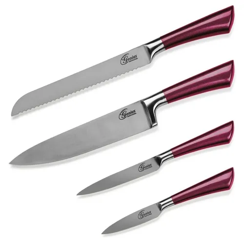 Genius Profi Messer-Set 4-tlg. - Hochwertige Edelstahl Küchenmesser - Küchenmesser-Set mit 4 Teilen aus hochwertigem Edelstahl. Ideal für präzises Schneiden und eine lange Lebensdauer. Perfekt für jeden Kochliebhaber!