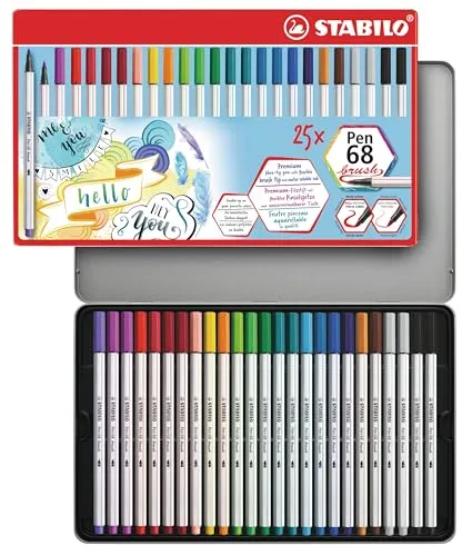 Stabilo Brush-Pen 68, 25 farbige Pinselstifte