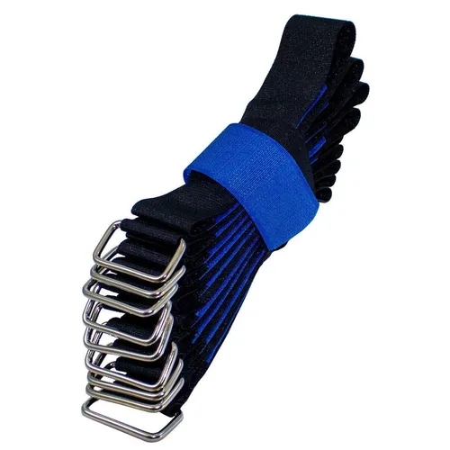 10x Klett Kabelbinder 400 x 30mm Schwarz Blau gekreuzt Wiederverwendbar Klettbin