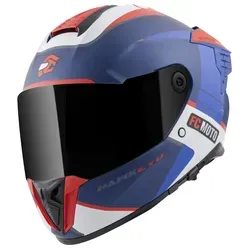 FC-Moto Hawk EVO-X Helm, schwarz matt/rot/blau/weiß, L - Motorradhelm mit 2 Schalengrößen, herausnehmbarem Futter und kratzfestem Polycarbonat-Visier, ideal für Sicherheit und Komfort beim Fahren.