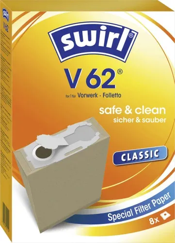Swirl V 62 Staubsaugerbeutel Staubbeutel safe & clean für Vorwerk (1er Pack)