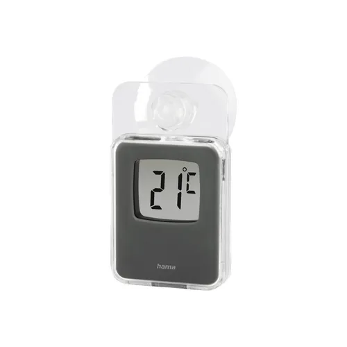 Hama Fensterthermometer für innen und außen, digital, 7,5 x 4,6 cm, Grau