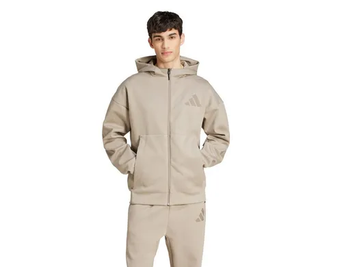 Adidas Z.N.E. Zip Hoodie - Beige, Sportlich und gemütlich - Hoodies, ideal für konzentriertes Training oder entspannte Stunden. Der dreilagige Doppelstrick hält warm, während die Kapuze Ablenkungen ausblendet – für sportliche Vibes und Community-Feeling.