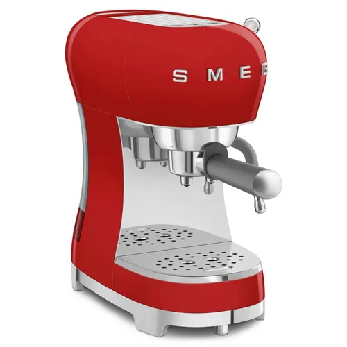 SMEG ECF02RDEU Rot - Retro Siebträgermaschine für perfekten Espresso, einfach in der Handhabung und mit Milchaufschäumer für Cappuccino