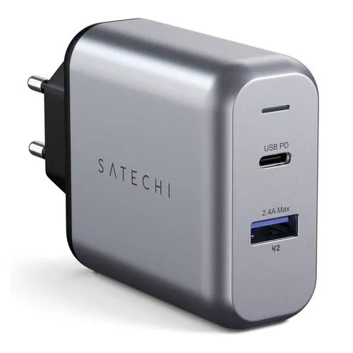 Satechi ST-MCCAM-EU USB Ladegerät 30W - LADEGERÄTE & DOCKS – Kompaktes 30W Dual-Port Ladegerät mit USB-C PD für schnelles Laden von USB-C Geräten und USB-A Anschluss für weitere Geräte, perfekt für unterwegs.