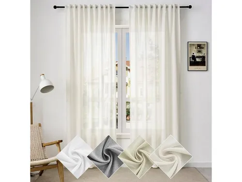 Woltu Gardine (1 St), Kräuselband, halbtransparent, Vorhänge Leinenoptik