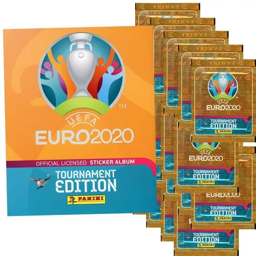 Panini Sticker Euro 2020 Tournament 2021 - Sammelalbum mit 20 Tüten - OVP Sammelsticker Packs, ideal für Fußballfans und Sammler, umfasst ein leeres Album und 20 Tüten für die offizielle UEFA Euro 2020 Stickerkollektion.