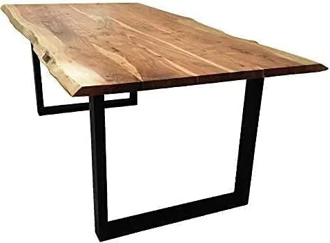 Baumkantentisch Quarto 280x100 cm aus Akazienholz - Eleganter Esstisch Quarto aus massivem Akazienholz mit einzigartiger Baumkante und schwarzem U-Gestell. Ideal für ein modernes Esszimmer, pflegeleicht und ein echtes Unikat.