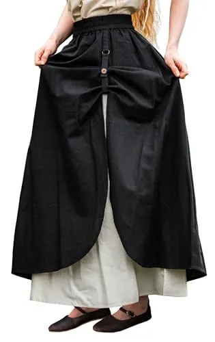 Leonardo Carbone® Damen Rock Elise – Eleganter Mittelalter Rock mit Doppellagigem Design - Verzaubere deine Garderobe mit dem Damen Rock Elise aus hochwertiger Baumwolle. Der elastische Bund sorgt für Komfort und die raffinierte Schlaufe ermöglicht individuelle Looks für Karneval, Halloween oder LARP.