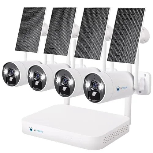 LUVISION Dual WLAN Solar Akku Überwachungssystem 10 Kanal NVR 4MP - Überwachungskameras mit WLAN 6 und 4MP Auflösung, inklusive Solarpanel für energieautarke Überwachung im Außenbereich.