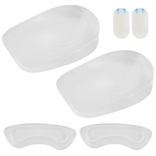 Paar Fersenpolster Fersenkissen, Silikon Gel Fersenkeil Achillessehne Einlagen 2cm, Schuheinlagen ErhöHung,Transparente Fersenkissen,Mit 2 Paar Fersenschutz FüR Schuhe, FüR Schuhe Damen Und Herren 1