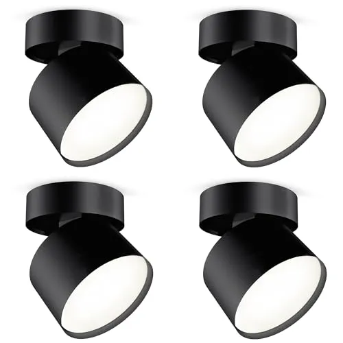 SSC-LUXon SAMU 4er Set Decken Aufbauspot schwarz - LED Strahler schwenkbar & drehbar mit GX53 3W neutralweiß - Moderne Innen-Deckenleuchte