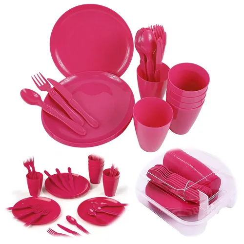 LS-LebenStil 31-teiliges Picknick-Set Picknickkorb Mehrweg-Geschirr 6 Personen
