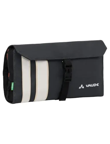 VAUDE Socotra Kulturbeutel Unisex - Schwarz, Einheitsgröße - Reisetaschen mit wickelbarem Design, ideal zum Aufhängen, bietet eine übersichtliche Fächeraufteilung und enthält einen Spiegel sowie einen Zahnbürstenhalter.