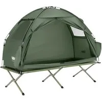 SoBuy OGS32 Feldbett mit Zelt 7in1 für 1-2 Personen - Feldbett und Campingzelt in einem, ideal für Outdoor-Abenteuer! Robustes Design mit hoher Belastbarkeit und wasserdichtem Material.