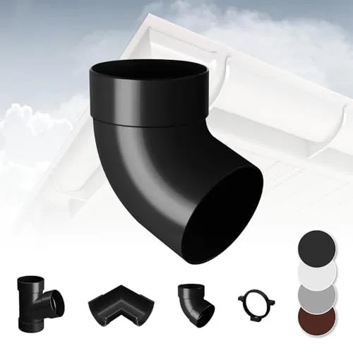 RAINWAY L Regenrinnen System (Rohrbogen 67° einfach anthrazit) - PVC-U Kunststoff in 4 Farben, für Dachflächen > 100m² empfohlen, Eckstück Bogen 67 Grad