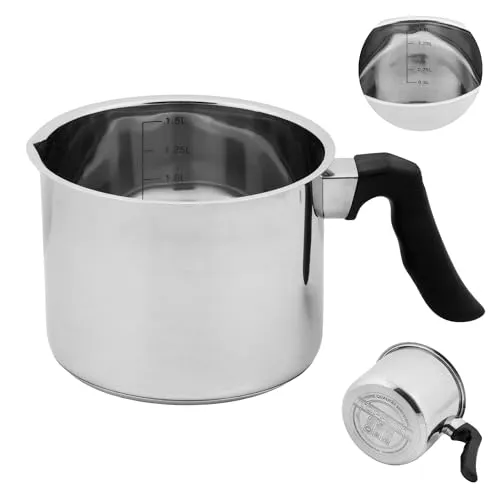 Milchtopf Edelstahl 1,5L Milchkochtopf Stieltopf Topf Simmertopf Induktion