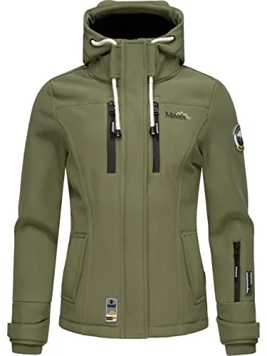 MARIKOO Damen Softshelljacke Übergangsjacke mit Kapuze Kleinezicke Green Gr. XXL