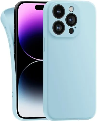 MyGadget Hülle Kompatibel mit iPhone 14 Pro - robuste Silikon Schutzhülle TPU Case Slim Silikonhülle - Back Cover Kratzfest Handyhülle - Matt Hellblau