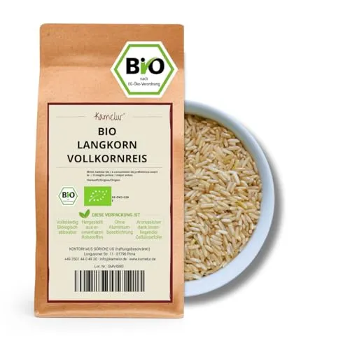 Kamelur Bio Langkornreis Vollkorn (5kg) Langkorn Reis BIO & ungeschält ohne Zusätze Naturreis Vollkornreis
