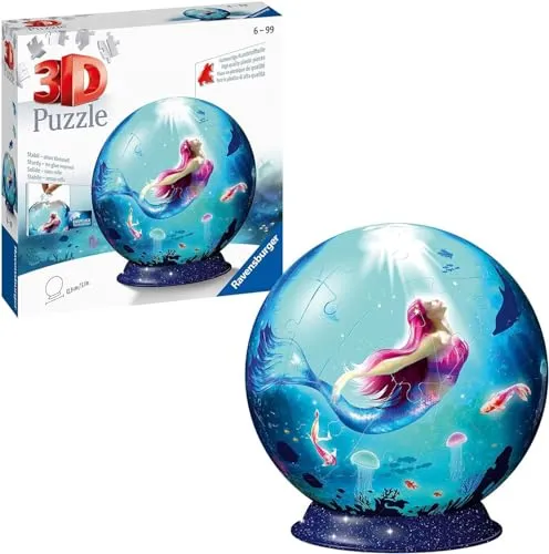 RAVENSBURGER PUZZLE 11250 Puzzle-Ball Bezaubernde Meerjungfrauen Ravensburger 3D 11250-Bezaubernde Meerjungfrauen-72 Teile-ab 6 Jahren, Mehrfarbig