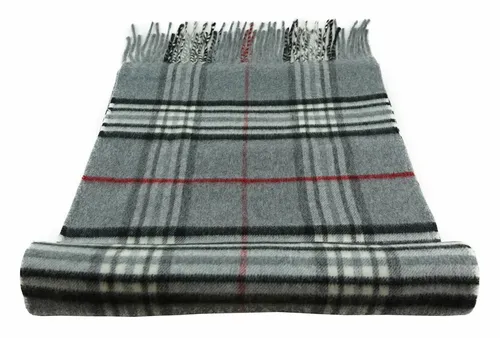 TigerTie Designer Schal in grau weissgrau dunkelgrau schwarz rot kariert