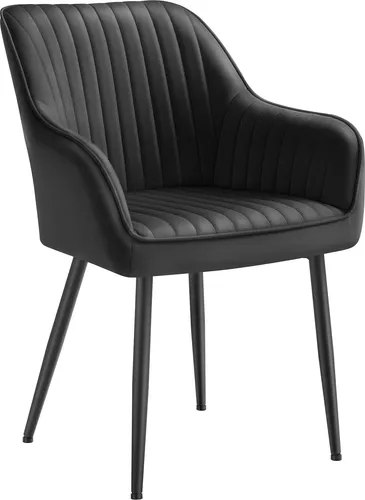 SONGMICS Polsterstuhl mit Metallbeinen, Samt, tintenschwarz - Eleganter Esszimmerstuhl mit ergonomischem Design und 7 cm dickem Sitzpolster für hohen Komfort. Belastbar bis 120 kg, ideal für jeden Raum.