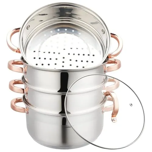 Matowarka Dampfgarer Töpfset Dampfkochtöpfe KLAUSBERG (Silver/Rosegold, 5-Tlg)