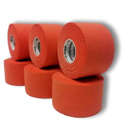 LisaCare Sport Tape - 6 Rollen 3,8cm breit - Sport Tapes - Fußball Tape - Athletic Tape - Tape Sporttape starker Halt & leicht zu reißen - für jede Sportart & Lebenssituation (6er-Set orange)