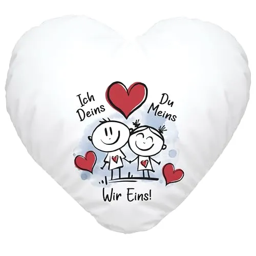 SpecialMe Herzkissen für Verliebte - Dekokissen 40x40 cm mit liebevollem Strichmännchen-Design, ideal als Geschenk zum Valentinstag oder Jahrestag, inklusive Füllung für sofortige Nutzung.