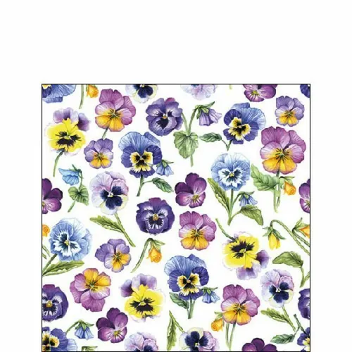 Papierservietten, Servietten 25x25cm PANSY all over  Stiefmütterchen Ambiente 20