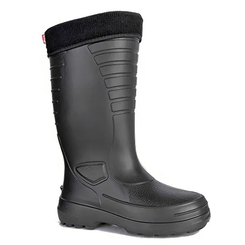 LEMIGO leichte gefütterte EVA Gummistiefel Grenlander (46, schwarz)
