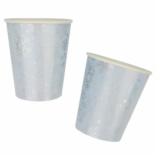 Pappbecher zartblau Schneekristall ca. 250ml 8 St von Premium Weddings