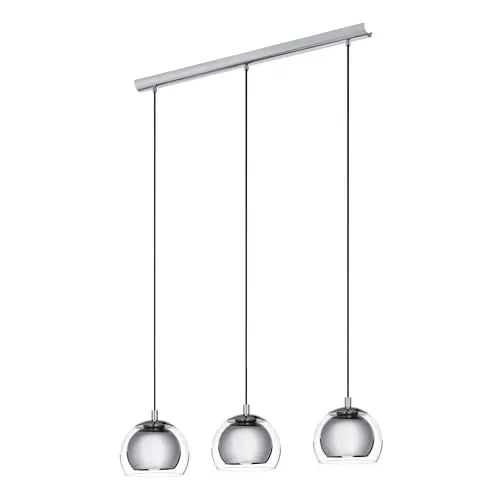 Eglo Pendelleuchte Rocamar Chrom - Stilvolle Beleuchtung für jeden Raum - Lampen mit modernem Design aus chromfarbenem Stahl und klarem Glas, geeignet für E27 Leuchtmittel bis 60 W, perfekt für individuelle Lichtakzente.