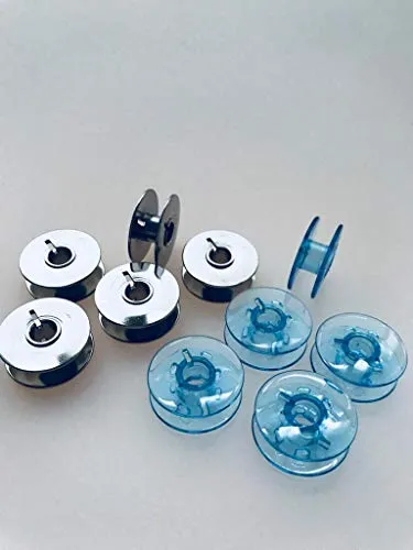 Blaue Spulen und Metall Spulen für Pfaff tipmatic Nähmaschinen 10 St.