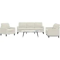 vidaXL 3-tlg. Sofagarnitur mit Kissen Creme Samt - Couchgarnituren in modernem Design, bietet höchsten Komfort mit weichem Samt und stabiler Metallkonstruktion. Ideal zum Entspannen und ein echter Blickfang für jedes Zuhause.