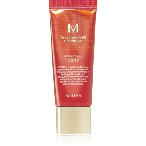 Missha M Perfect Cover BB Creme mit sehr hohem UV-Schutz kleine Packung Farbton No. 25 Warm Beige SPF 42/PA+++ 20 ml