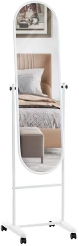 CLP Standspiegel Nane Oval - Neigbar & Drehbar - Eleganter Standspiegel Nane, oval und flexibel mit Leichtlaufrollen. Ideal für Wohnzimmer oder Schlafzimmer, bietet eine klare Ganzkörperansicht für Ihr Outfit-Styling.