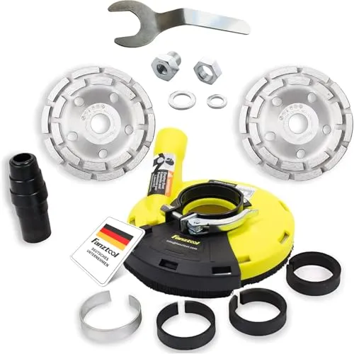 Absaughaube für Winkelschleifer mit 2xPREMIUM Diamantschleiftopf 125 mm PROFI