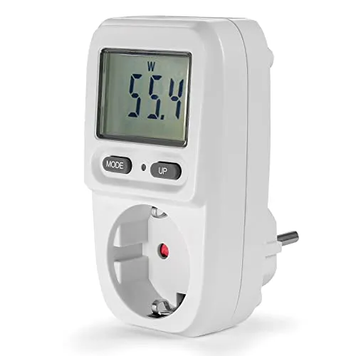 Eaxus® Energiekostenmessgerät Steckdose mit Display - Strommesser Verbrauchsmessgerät bis 3680 Watt, Weiß